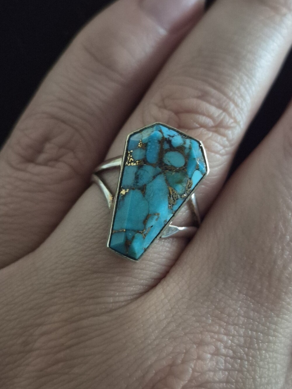 Turquoise Coffin Shaped Stone Ring